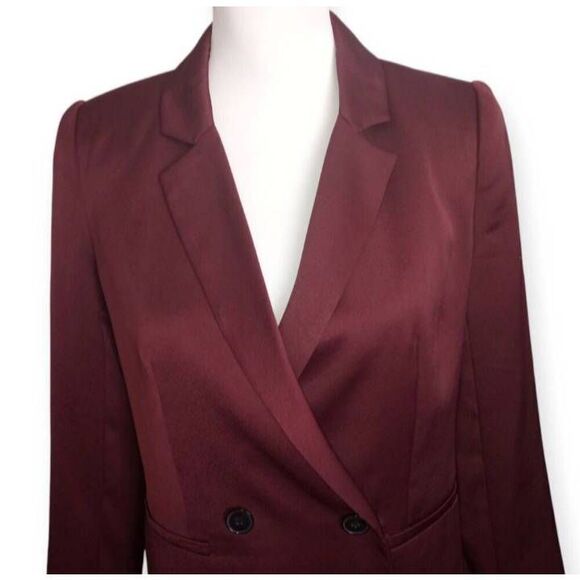 HALOGEN BURGUNDY SATIN BLAZER SZ.XS EUC. - Picture 3 of 8